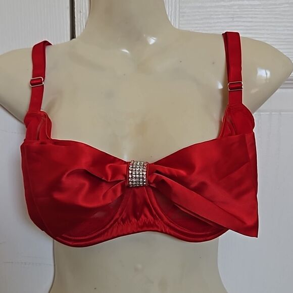 Victoria's Secret Women's Underwire Push-Up Without Padding Bow Bra Red 34DDD - Picture 2 of 16